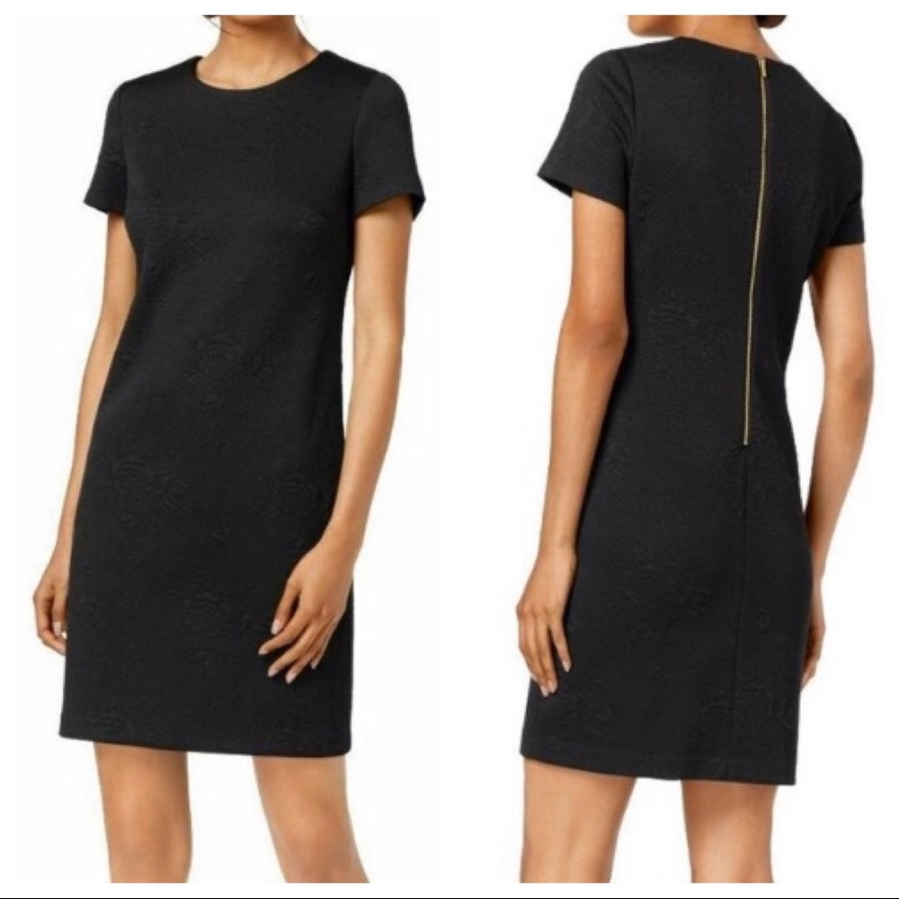 Calvin Klein Black Textured Ponte Dress